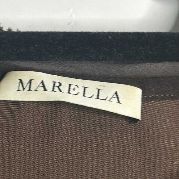 MARELLA brown velvet embellish  Regencycore burnout  baby doll top size 8 Fariy - Picture 8 of 11